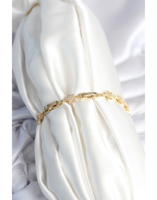 Pirinç Gold Renk Yıldız Model Kadın Bileklik