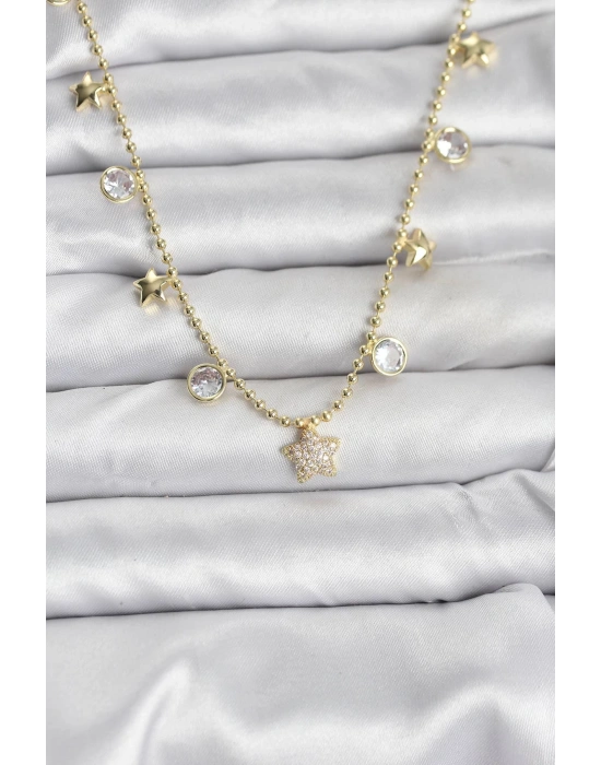 Pirinç Gold Renk Yıldız Model Kadın Kolye