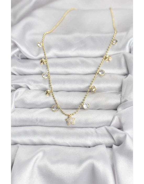 Pirinç Gold Renk Yıldız Model Kadın Kolye