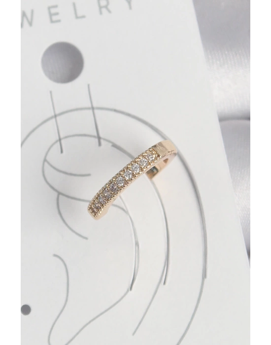 Pirinç Gold Renk Zirkon Taşlı Kadın Kıkırdak Küpe