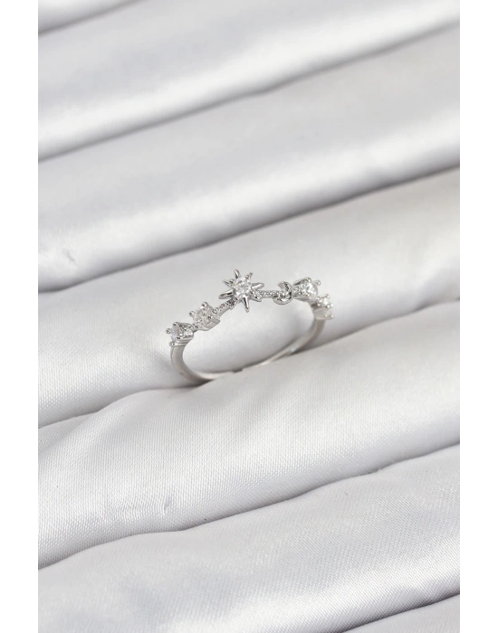 Pirinç Gümüş Renk Manifest Kadın Yüzük