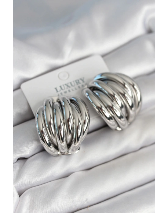 Pirinç Gümüş Renk Vintage Kadın Küpe