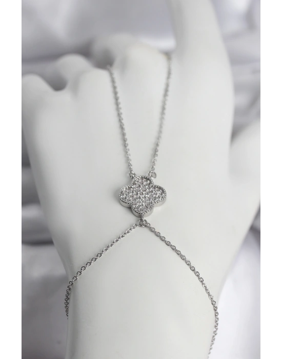 Pirinç Gümüş Renk Yonca Model Kadın Şahmeran