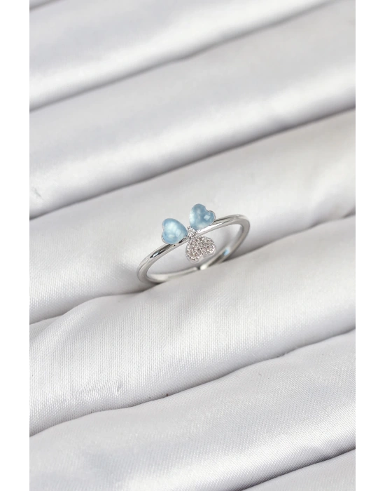 Pirinç Gümüş Renk Yonca Model Kadın Yüzük