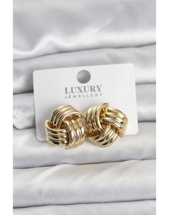 Pirinç Sarmal Gold Renk Kadın Küpe