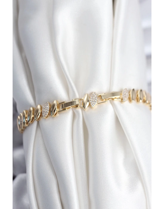 Pirinç VIP Seri Gold Renk Arpa Model Kadın Bileklik