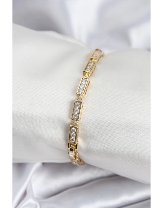 Pirinç VIP Seri Gold Renk Parçalı Model Kadın Bileklik