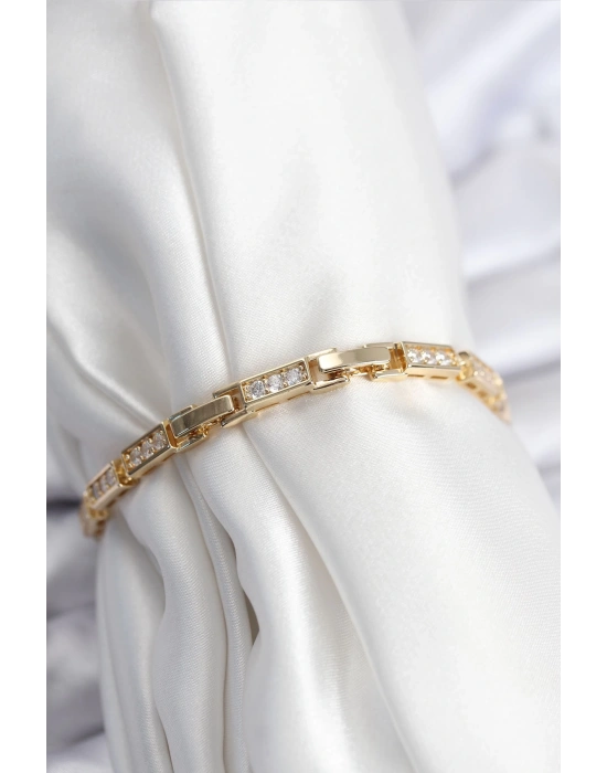 Pirinç VIP Seri Gold Renk Parçalı Model Kadın Bileklik