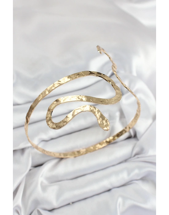 Pirinç Yılan Model Gold Renk Kadın Pazu Bileklik