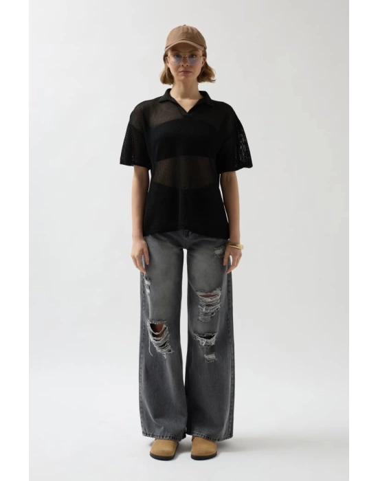 Polo Yaka TransparanT-Shirt