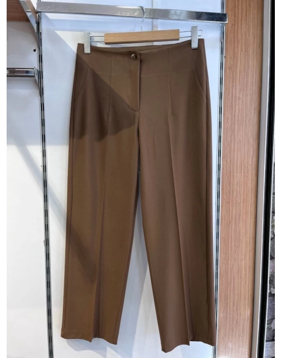 Poly Viscose Yüksek Bel Pervazli Pantolon