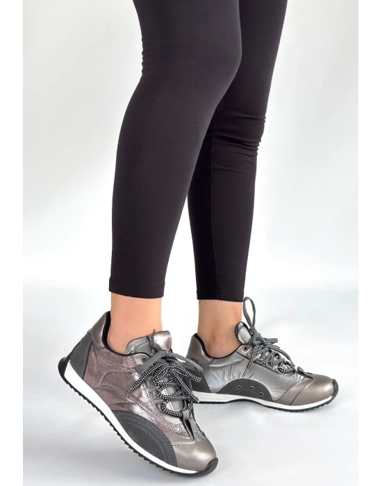 Ranu Platin Cilt Paraşüt Detaylı Bağcıklı Spor Ayakkabı