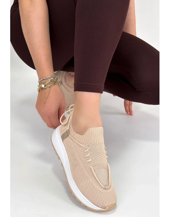 Renji Bej Triko Bağcıklı Spor Ayakkabı