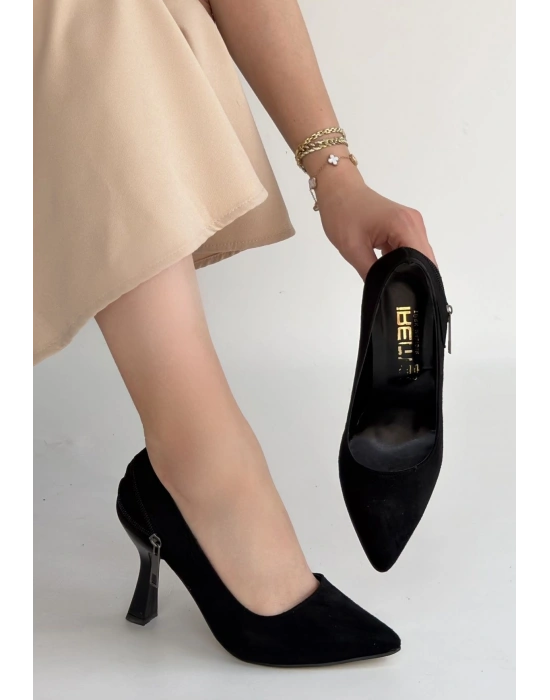 Retta Siyah Süet Topuklu Ayakkabı