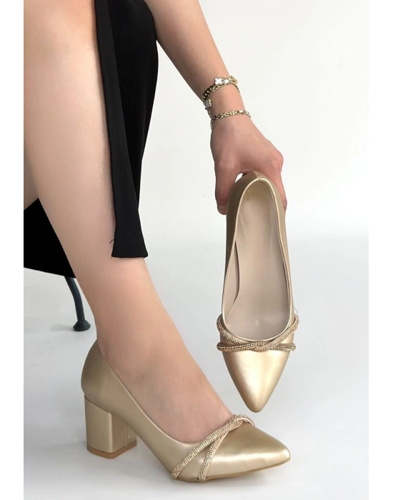 Rewin Gold Cilt Topuklu Ayakkabı