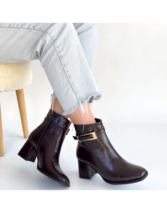 Rivav Acı Kahve Rugan Topuklu Bot