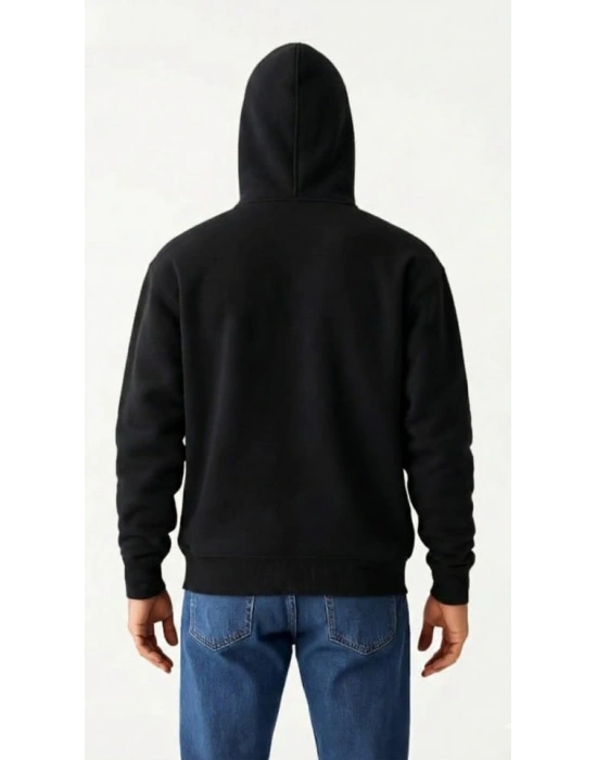 Samuray Ninja Çift Kapüşonlu ZIP Fermuarlı Kanguru Cepli Tam Fermuarlı Hoodie Sweatshirt - Siyah