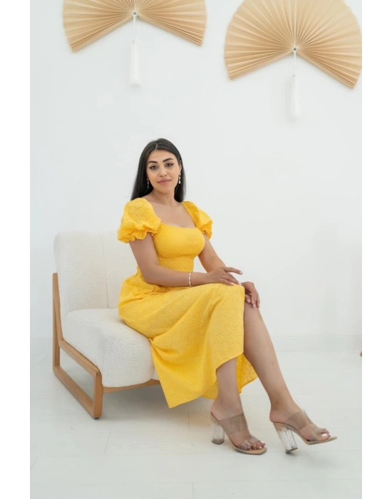 Sarı Tokalı Fisto Elbise