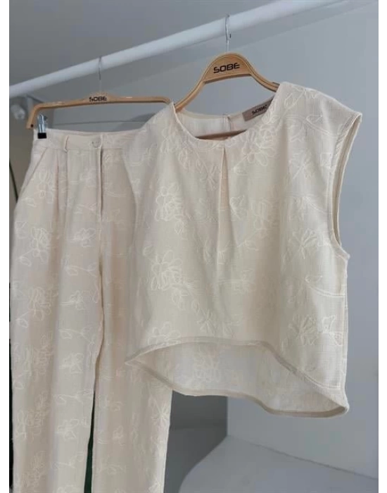 Shalina Süzüne Nakışlı Crop Takım 9796-08
