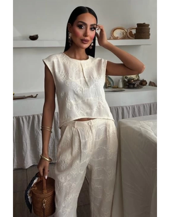 Shalina Süzüne Nakışlı Crop Takım 9796-08