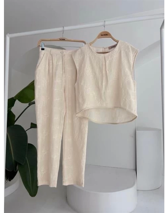 Shalina Süzüne Nakışlı Crop Takım 9796-08