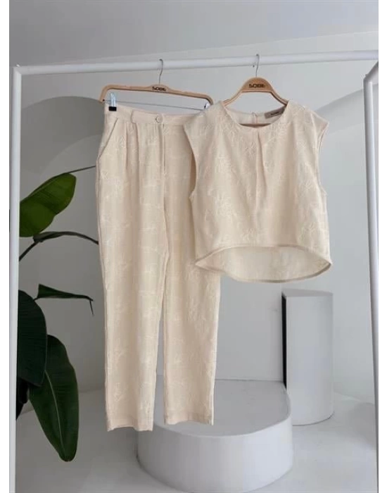 Shalina Süzüne Nakışlı Crop Takım 9796-08