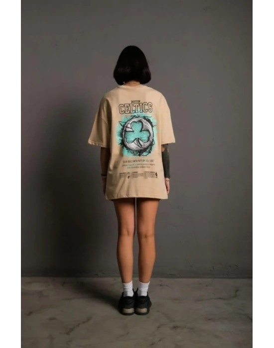 Sırt Baskılı T-shirt - Bej