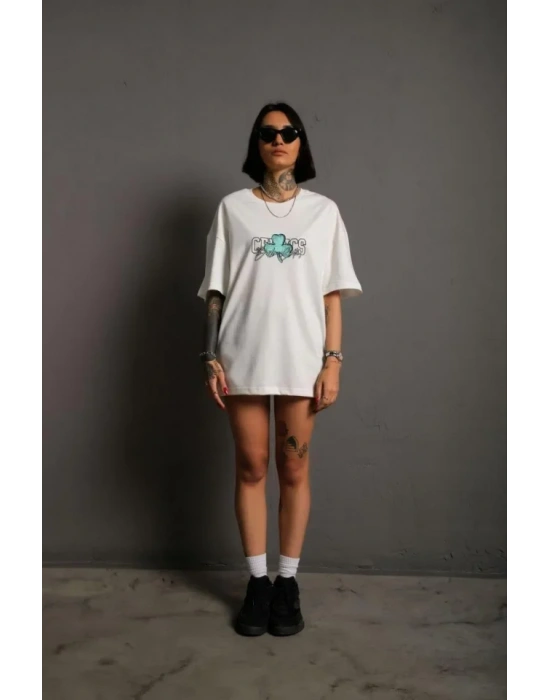 Sırt Baskılı T-shirt - Beyaz