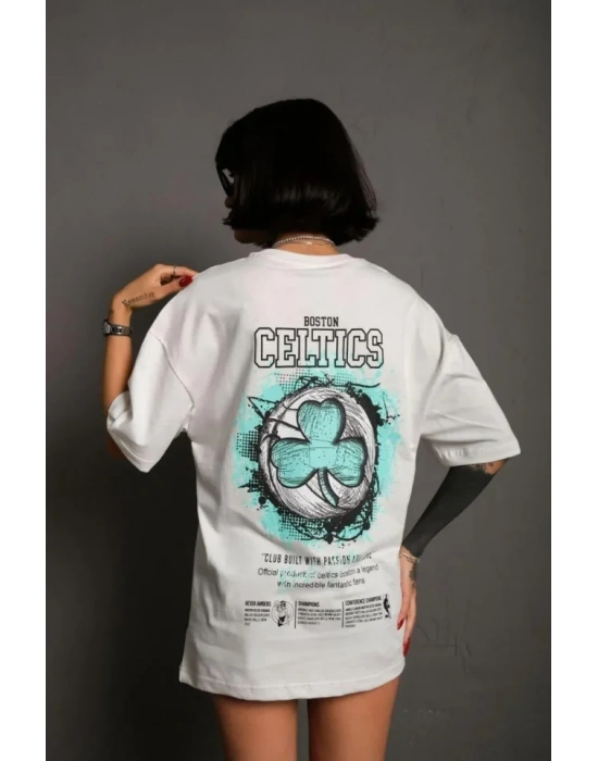 Sırt Baskılı T-shirt - Beyaz