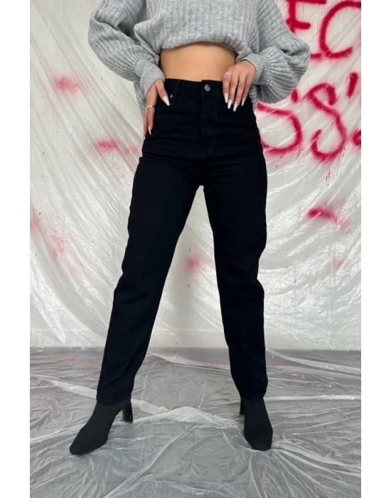 Siyah Boru Paça Jeans Pantolon
