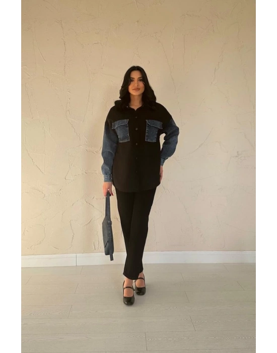 Siyah Kot Garnili Ceket