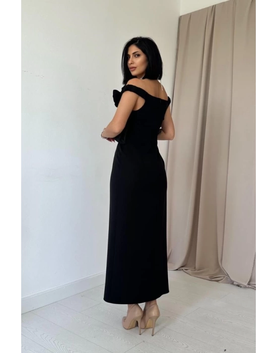 Siyah Madonna Yaka Güllü Elbise