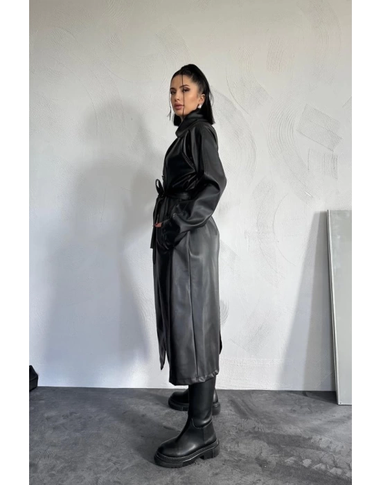 Siyah Reglan Kol Trençkot