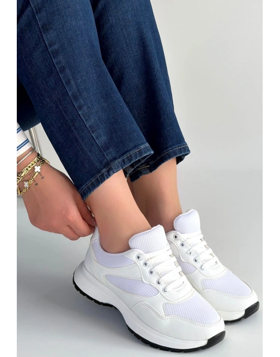 Slar Beyaz Cilt Spor Ayakkabı