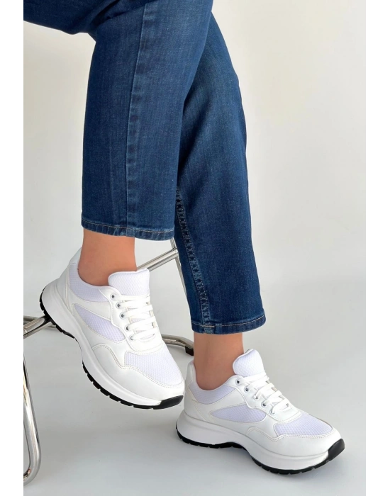 Slar Beyaz Cilt Spor Ayakkabı