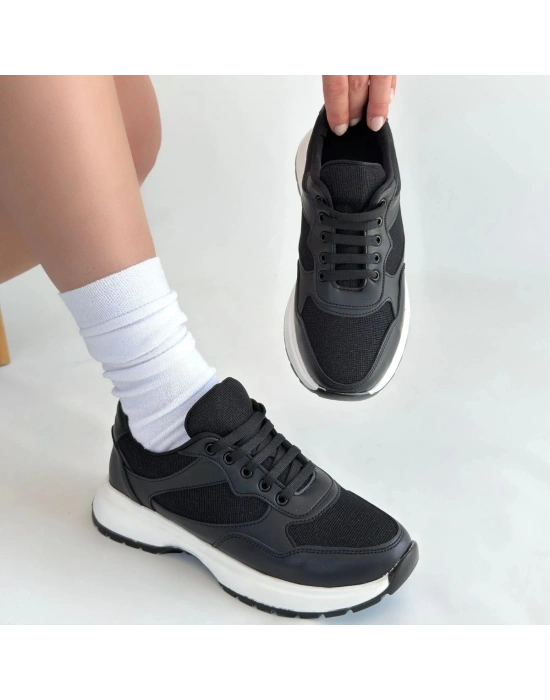 Slar Siyah Cilt Bağcıklı Spor Ayakkabı