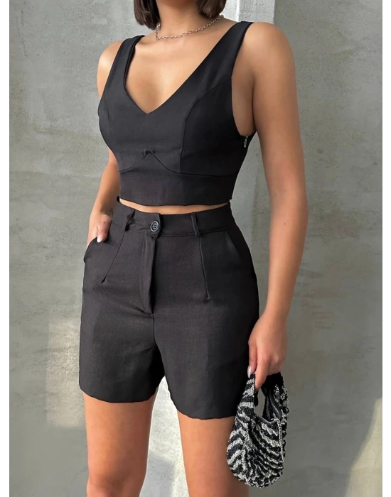 Şortlu keten takım s255014