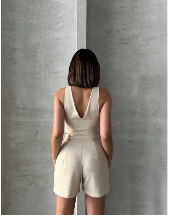 Şortlu keten takım s255014
