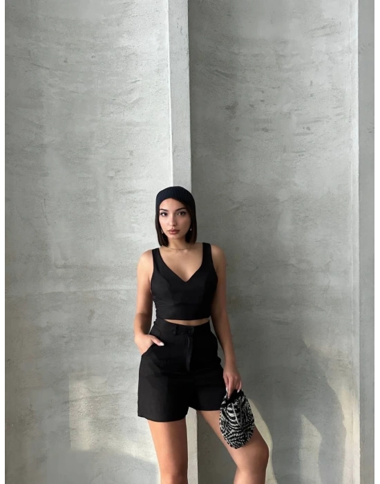 Şortlu keten takım s255014