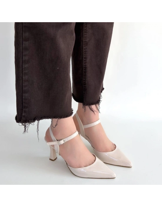 Suden Bej Rugan Topuklu Ayakkabı