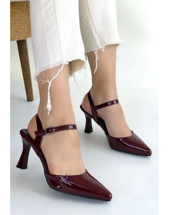 Suden Bordo Rugan Topuklu Ayakkabı