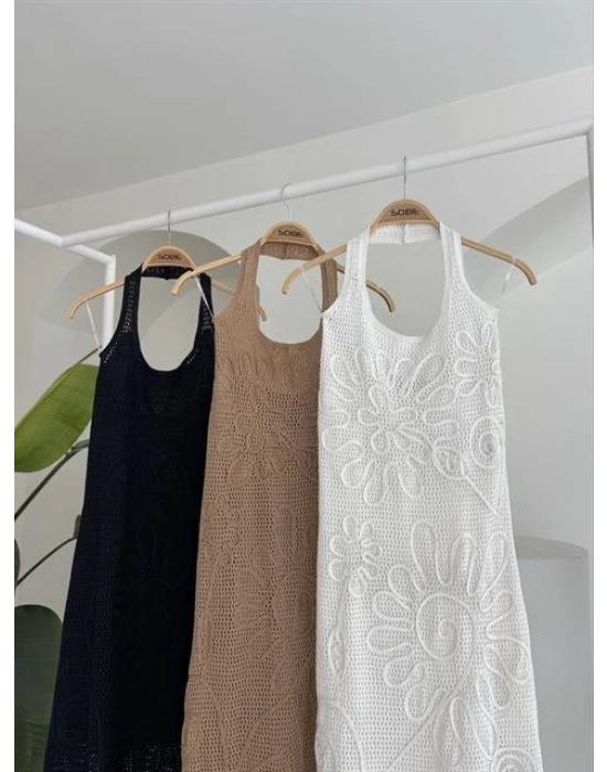 Suzene Nakışlı Astarlı Triko Elbise 2873