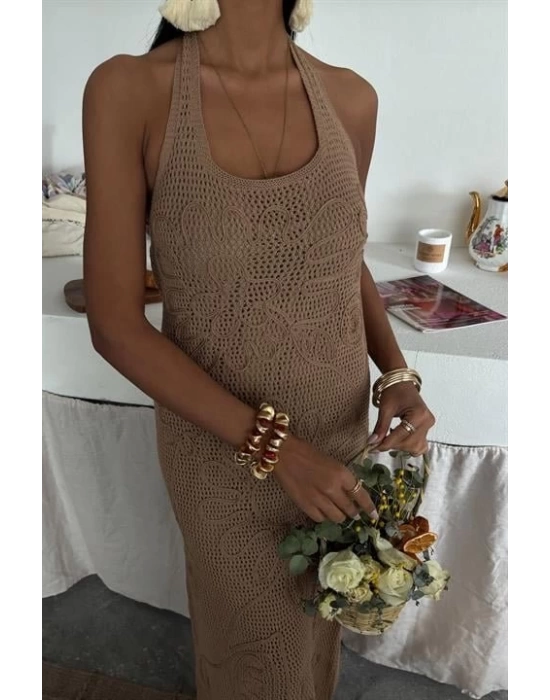 Suzene Nakışlı Astarlı Triko Elbise 2873