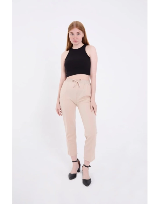 Tam Kalıp Basic Eşofman Pantolon - Bej