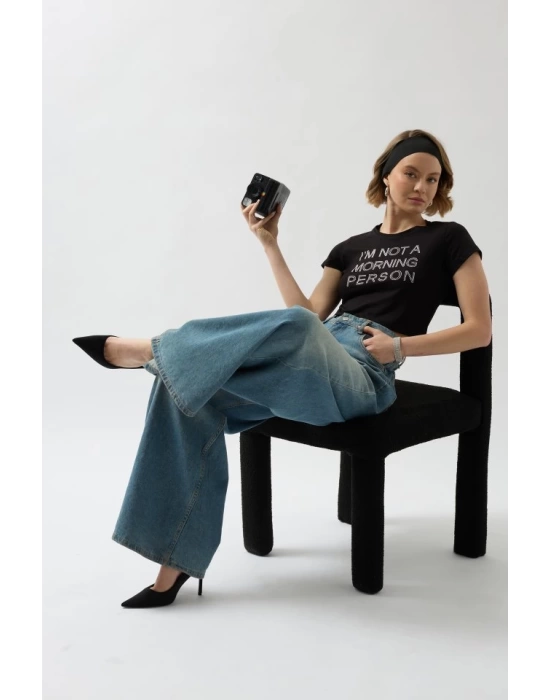 Taş Detay Crop T-Shirt