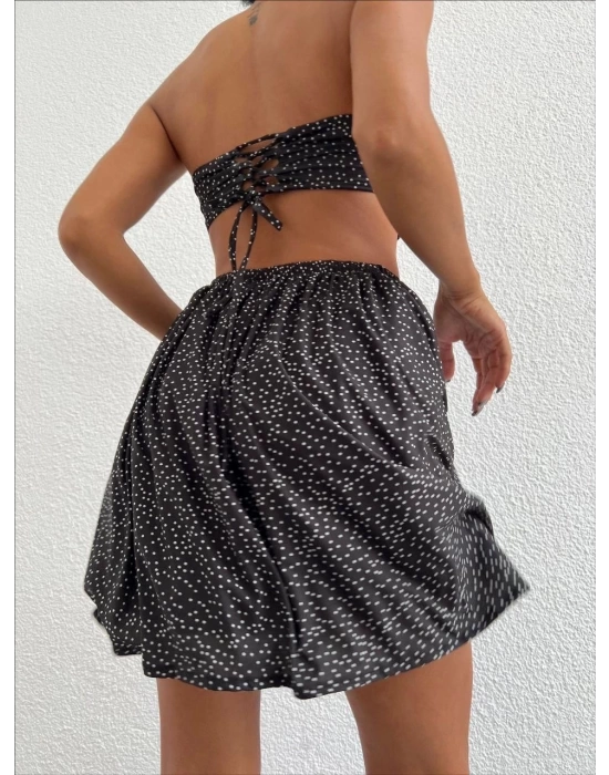 Taşlı straplez elbise