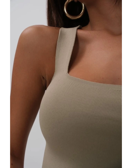 Tek Omuz Crop Bluz