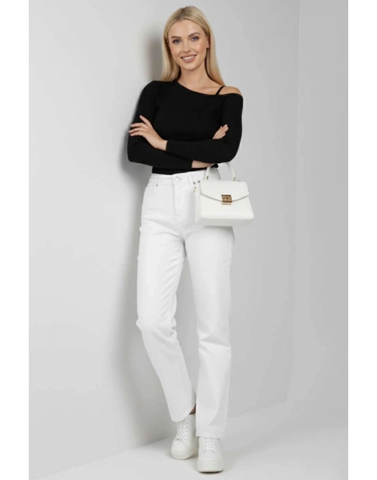 Tek Omuz İpli Bluz Siyah T4328