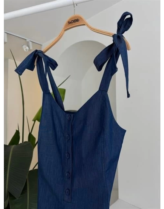 Tensel Denim Kumaşlı Mini Tulum 1363