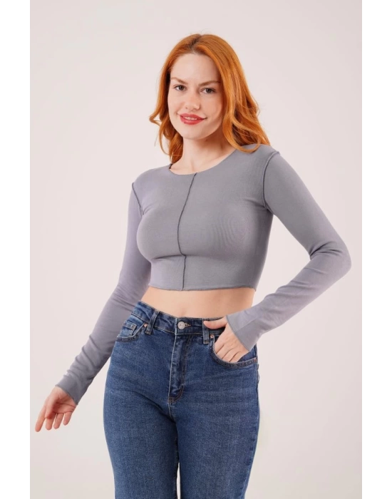 Ters Dikişli Basic Antrasit Body Bluz